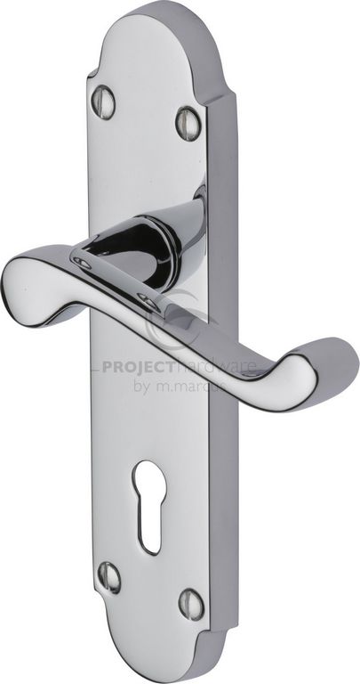 Hertiage Brass Milton Handle On Lock Plate Polished Chrome