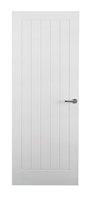 5 Panel Vertical White Primed Woodgrain Door Hollow Core - Paint Grade