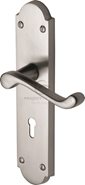 Hertiage Brass Kensington Handle On Lock Plate Satin Chrome