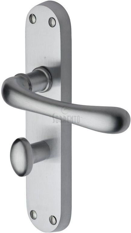 Sorrento Donna Handle On Bathroom Plate Satin Chrome