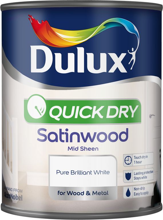 Dulux 750 ml Dulux Paint Quick Dry Satinwood - Brilliant White