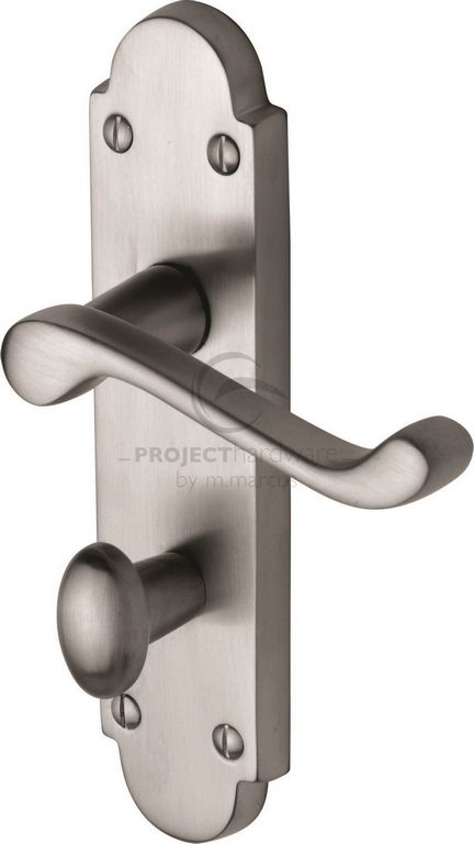 Hertiage Brass Milton Handle On Bathroom Plate Satin Chrome