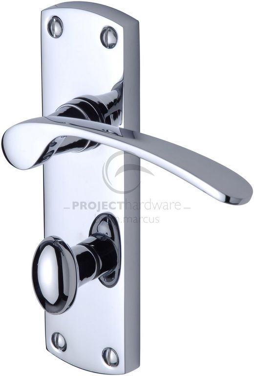 Hertiage Brass Luca Handle On Bathroom Plate Polished Chrome