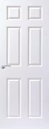 6 Panel Woodgrain White Primed Door Hollow Core - Paint Grade