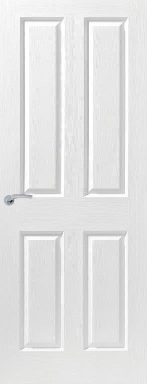 4 Panel Woodgrain White Primed Door Hollow Core - Paint Grade