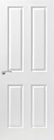 4 Panel Woodgrain White Primed Door Hollow Core - Paint Grade