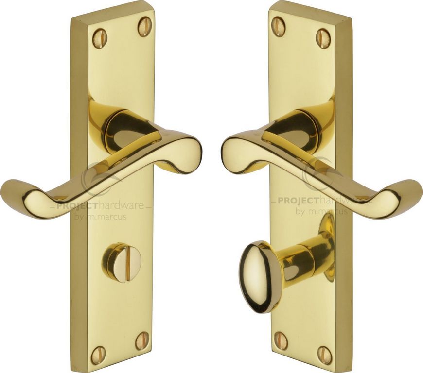 Hertiage Brass Malvern Handle Bathroom Lock Brass