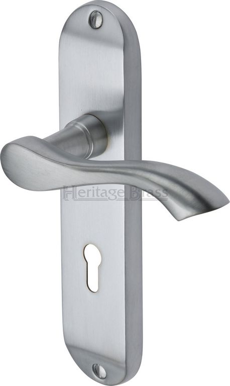 Hertiage Brass Small Algarve Handle Lock Satin Chrome