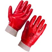 Gloves - Pvc Knitted Wrist Red