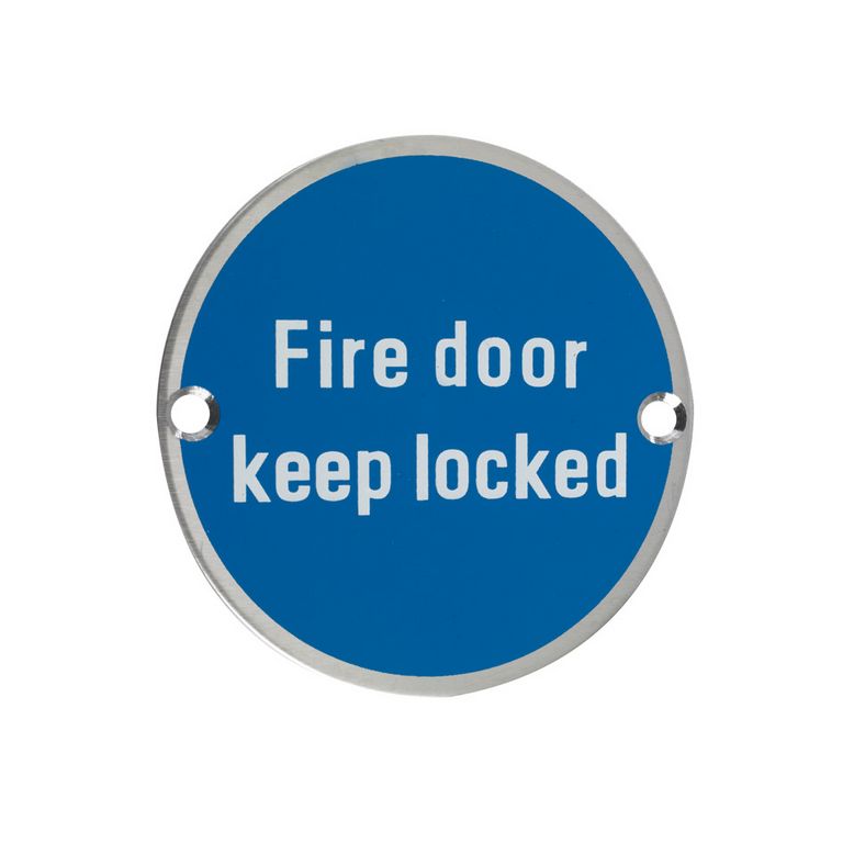 Zoo Fire Door Keep Locked / Sign S/Steel A/Brass