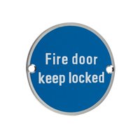 Zoo Fire Door Keep Locked / Sign S/Steel A/Brass