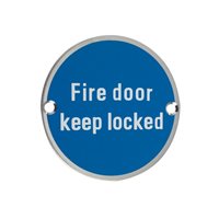 Zoo Fire Door Keep Locked / Sign S/Steel A/Brass