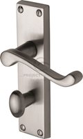 Hertiage Brass Malvern Handle Bathroom Lock Satin Chrome