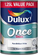 Dulux 1.25 Ltr Dulux Paint Once Gloss - Brilliant White