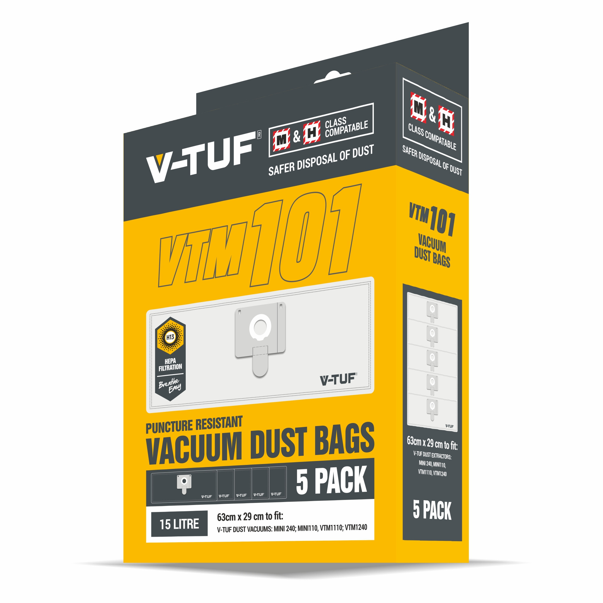 V-TUF Vacuum Cleaner M-Class MINI DUST BAGS 5Pk