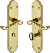Hertiage Brass Kensington Handle On Bathroom Scroll Shaped Plate Brass