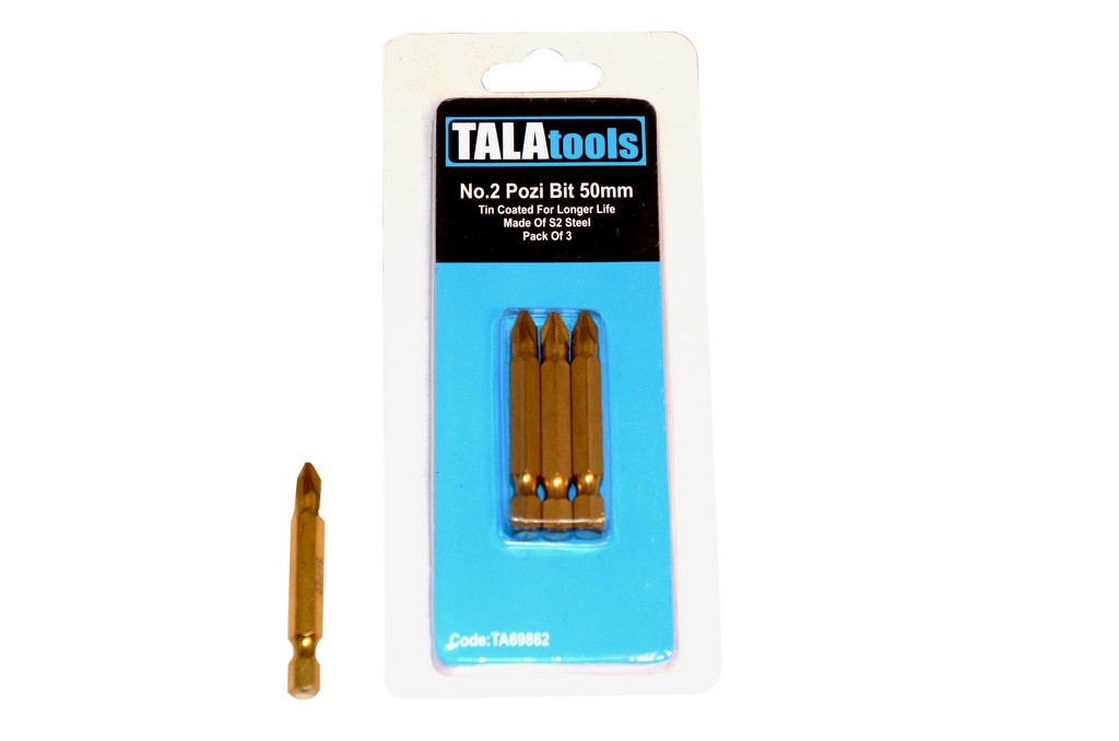 Tala Pozi Pz2 Titanium Coated Insert Screwdriver Bit