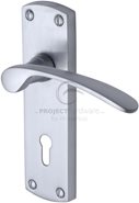 Hertiage Brass Luca Handle On Lock Plate Satin Chrome