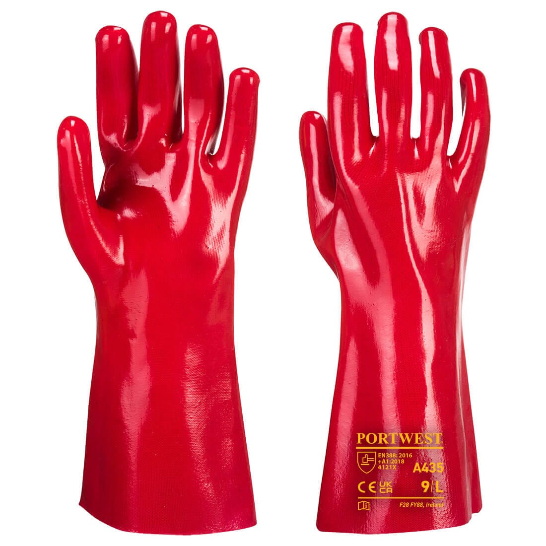Gloves Pvc Gauntlet Red