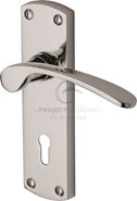Hertiage Brass Luca Handle On Lock Plate Polished Chrome
