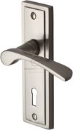 Hertiage Brass Boston Handle On Lock Plate Satin Nickel